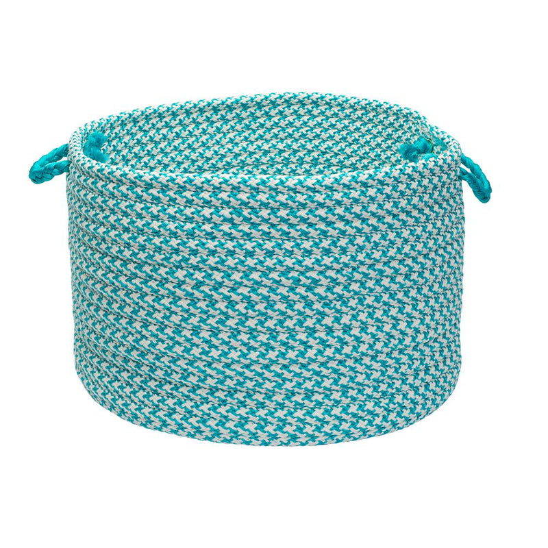 Outdoor Houndstooth Tweed - Turquoise 18"x12" Utility Basket