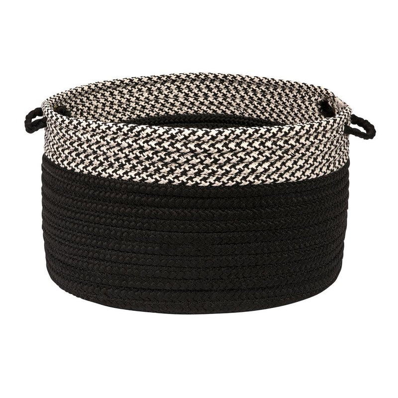 Houndstooth Dipped Basket - Black 24"x14"