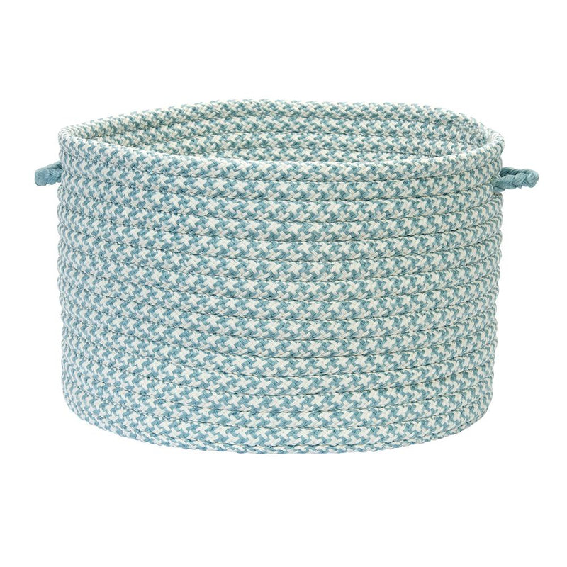 Outdoor Houndstooth Tweed - Sea Blue 18"x12" Utility Basket