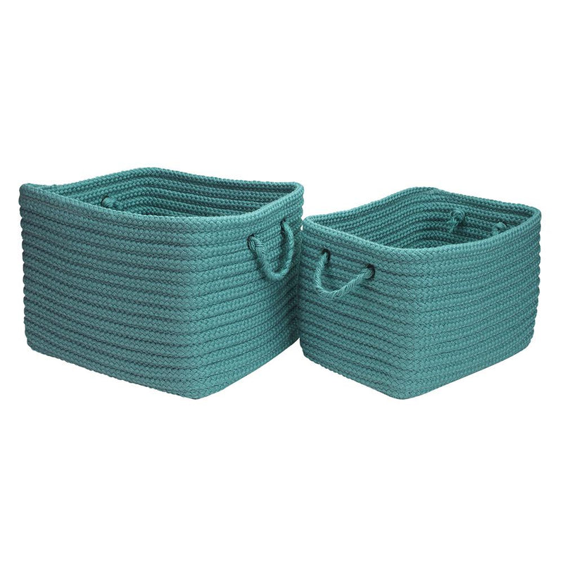 Modern Farmhouse Braided Mudroom 2-Piece Storage Set - Aqua