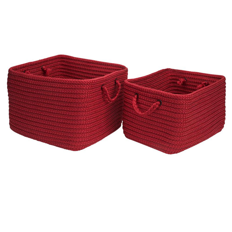 Modern Farmhouse Braided Mudroom 2-Piece Storage Set - Deep Red