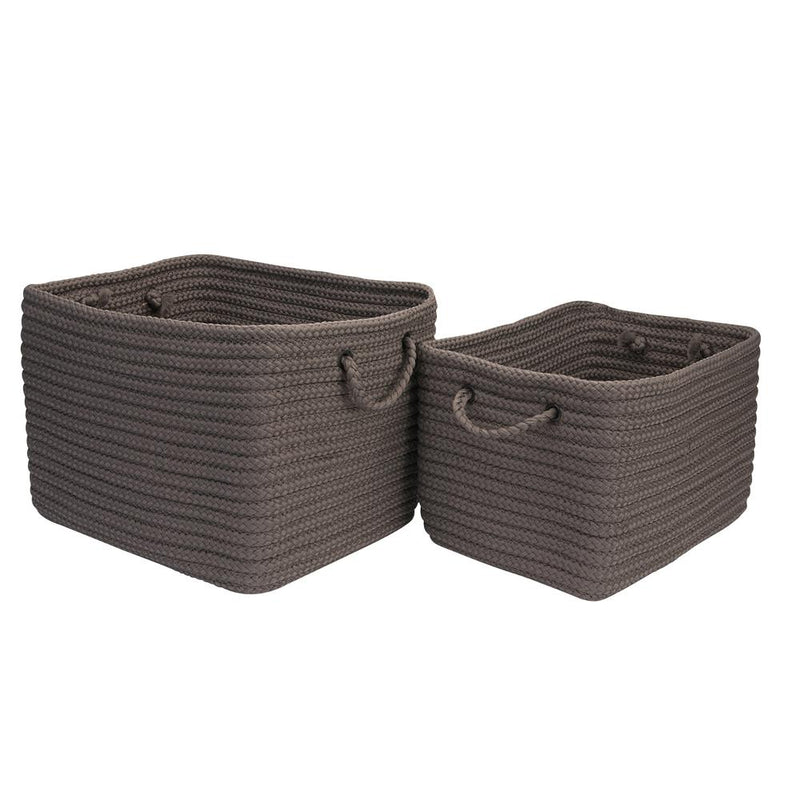 Modern Farmhouse Braided Mudroom 2-Piece Storage Set - Gravel