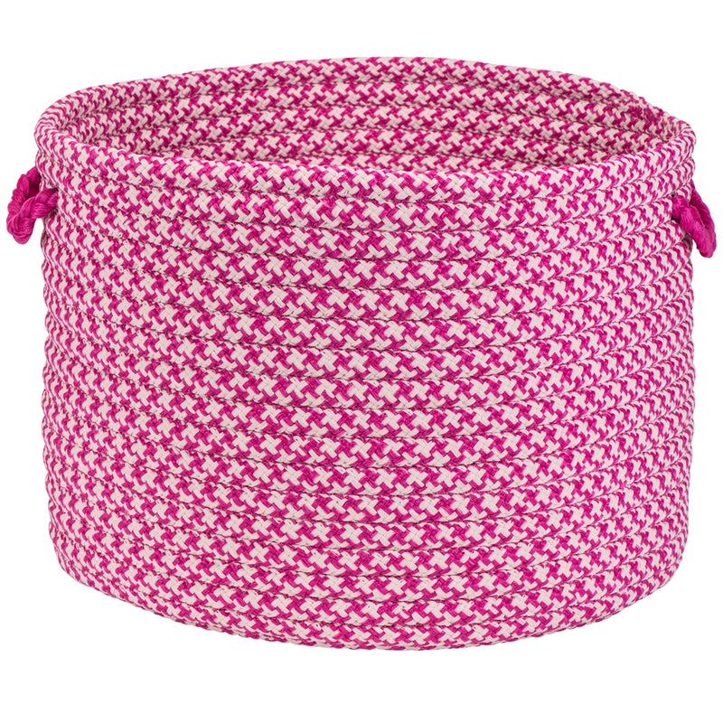 Outdoor Houndstooth Tweed - Magenta 18"x12" Utility Basket