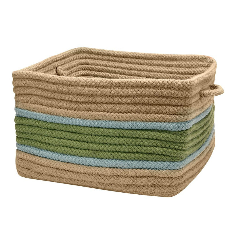 Garden Banded - Moss/Fed Blue 24"x14" Square Storage Basket