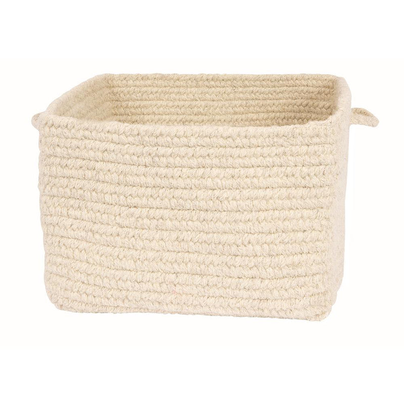 Chunky Natural Wool Square Basket - Natural 18"x12"