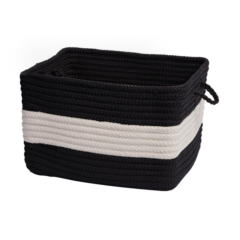 Rope Walk Basket - Black/White 14"x14"x10"