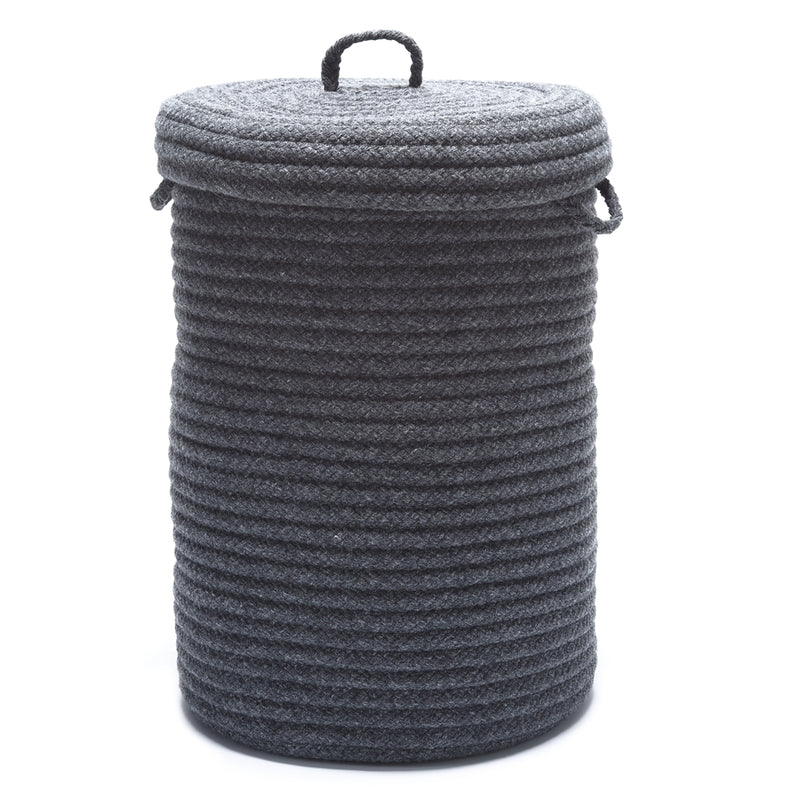 Wool Blend Slate Gray hamper w/ lid