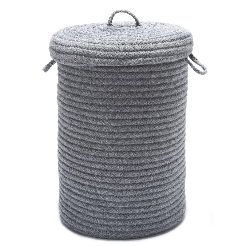 Wool Blend Light Gray hamper w/ lid