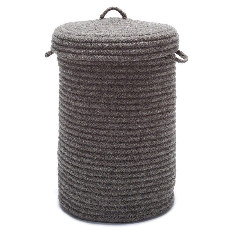 Wool Blend Bark hamper w/ lid