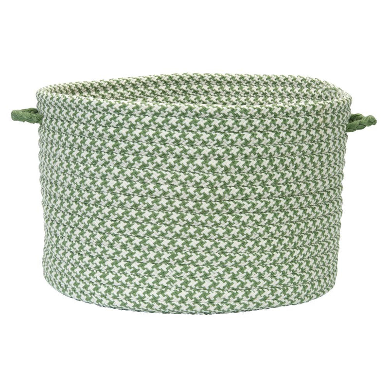 Outdoor Houndstooth Tweed- Leaf Green 14"x10" Utility Basket