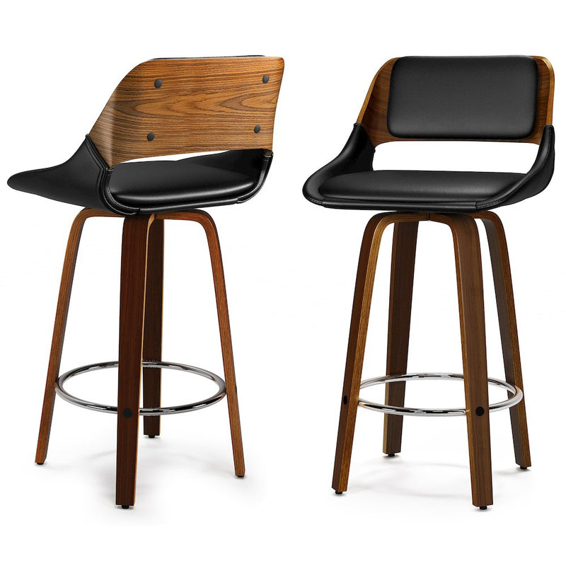 Carly Swivel Bar Stool (Set Of 2) In Black Pu Faux Leather