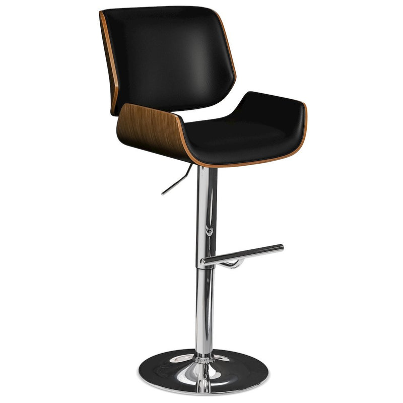 Dixie Adjustable Swivel Bar Stool In Black Vegan Faux Leather