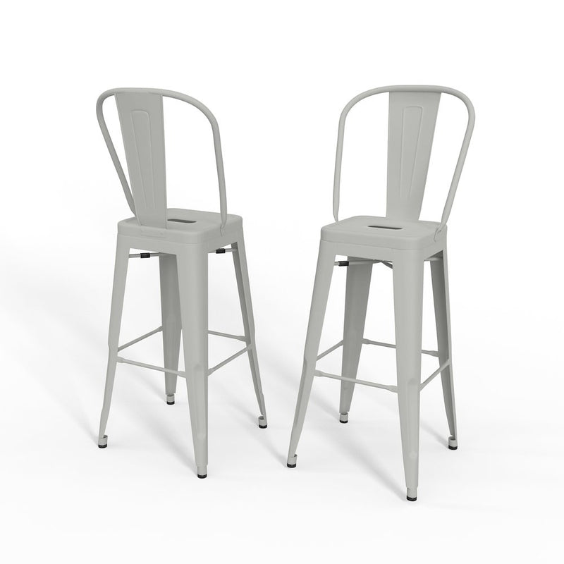 Fletcher 30 Inch Metal Bar Stool (Set Of 2) In White