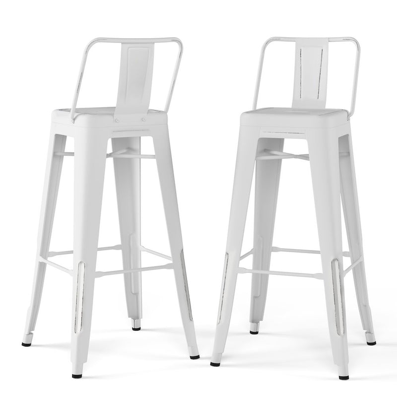 Rayne 30 Inch Metal Bar Stool (Set Of 2) In Distressed White