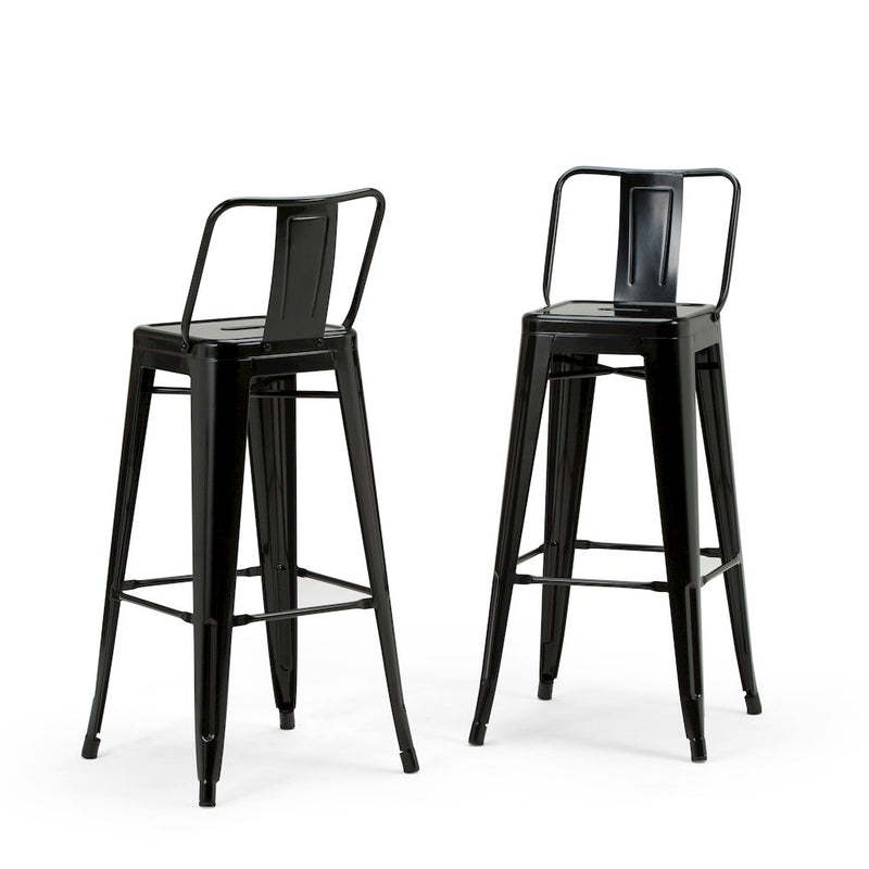 Rayne 30 Inch Metal Bar Stool (Set Of 2) In Black