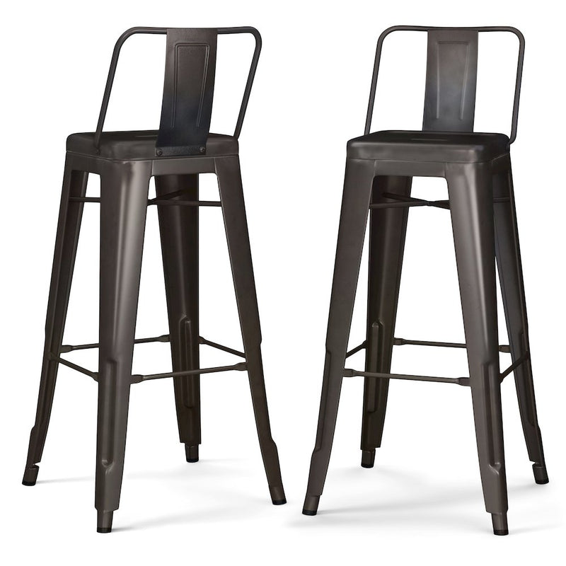 Rayne 30 Inch Metal Bar Stool (Set Of 2) In Gun Metal Grey