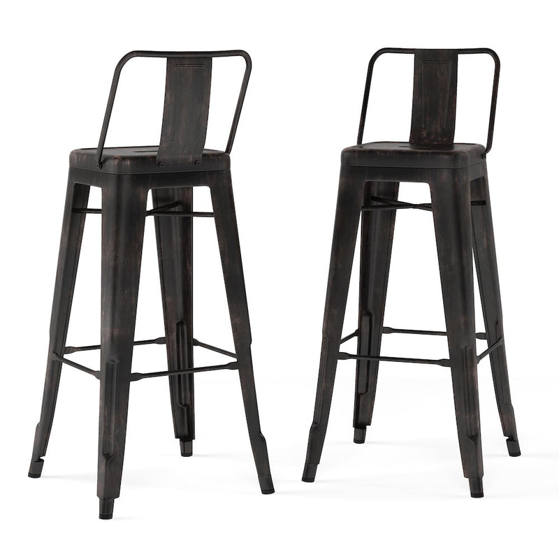 Rayne 30 Inch Metal Bar Stool (Set Of 2) In Distressed Black