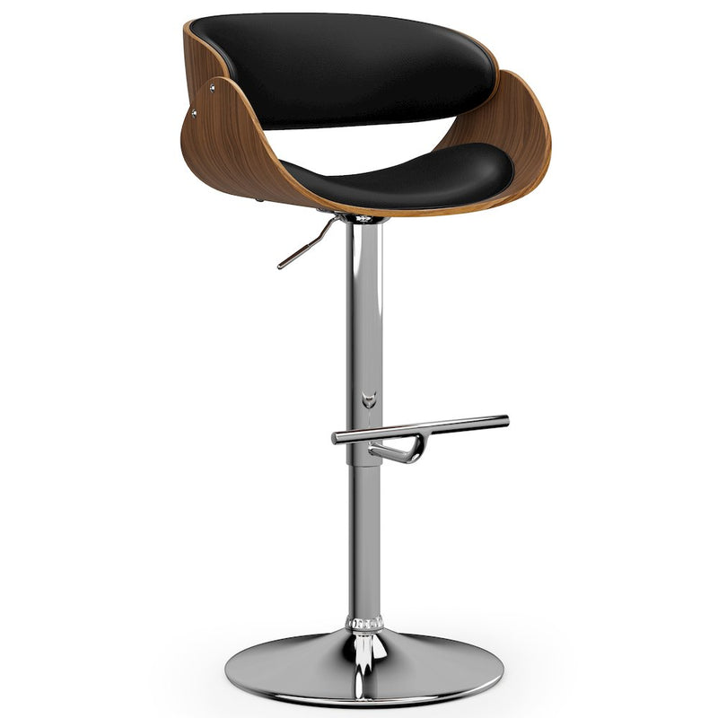 Amery Adjustable Swivel Bar Stool In Black Vegan Faux Leather