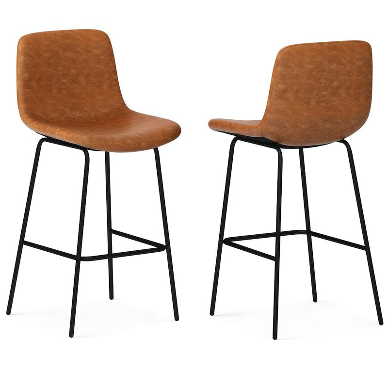 Jolie Bar Stool (Set Of 2) In Camel Brown Vegan Faux Leather