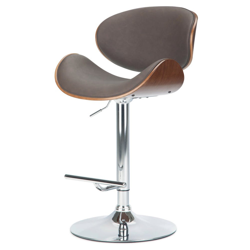 Adjustable Swivel Bar Stool In Distressed Brown Vegan Faux Leather