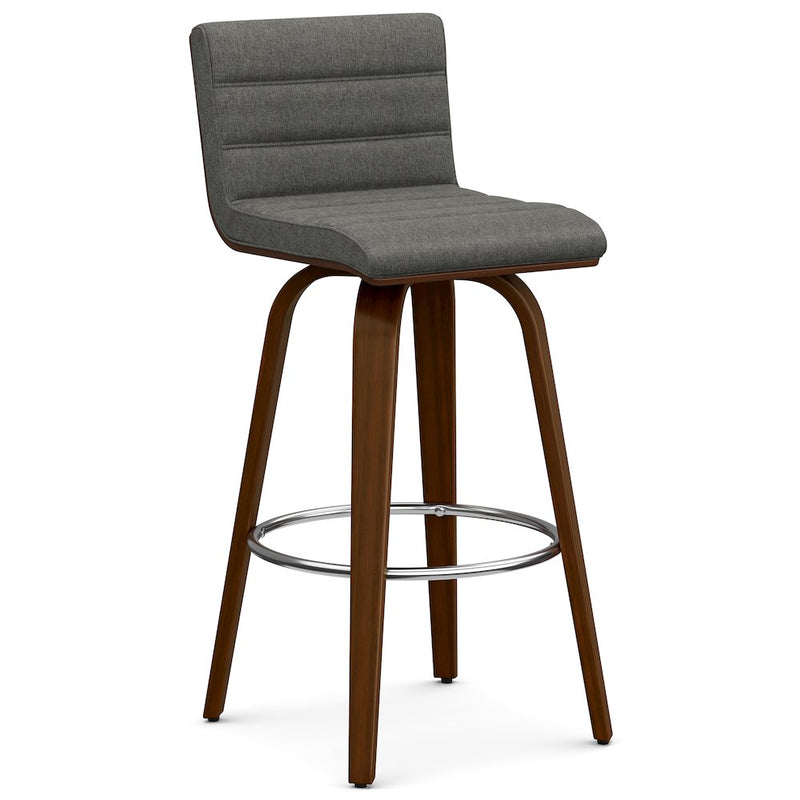 Roland Swivel Bar Stool In Grey Linen Look Fabric