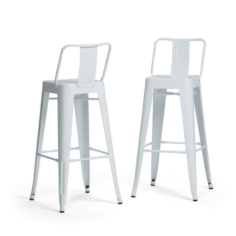 Rayne 30 Inch Metal Bar Stool (Set Of 2) In White