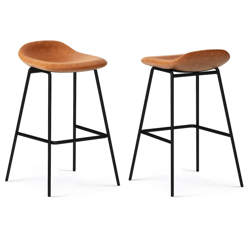 Dafney Bar Stool (Set Of 2) In Camel Brown Vegan Faux Leather