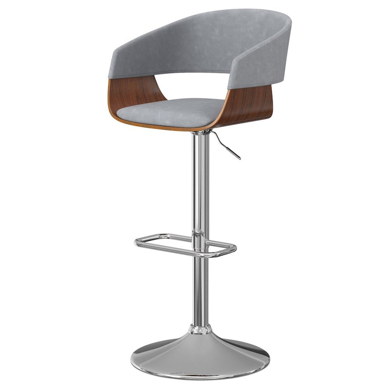 Lowell Adjustable Swivel Bar Stool In Stone Grey Vegan Faux Leather