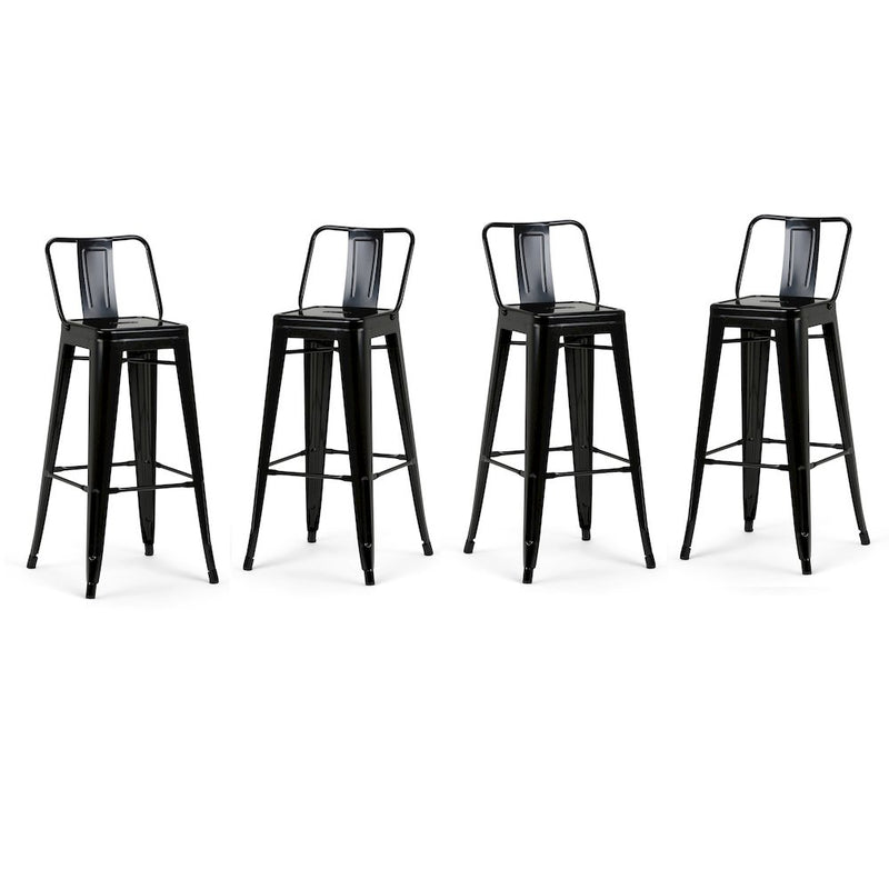 Rayne 30 Inch Metal Bar Stool (Set Of 4) In Black