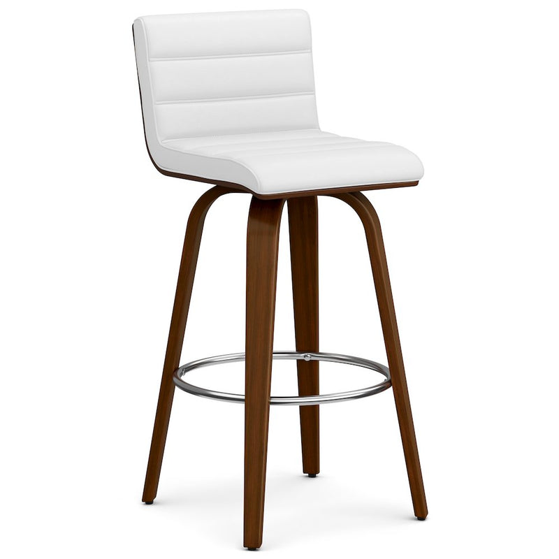 Roland Swivel Bar Stool In White Vegan Faux Leather