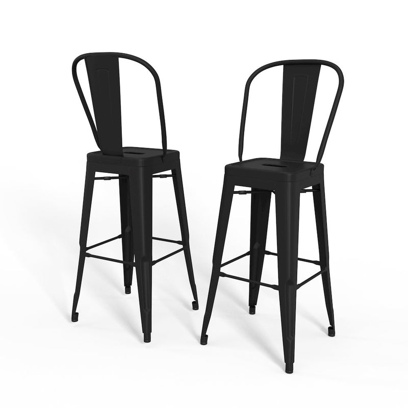 Fletcher 30 Inch Metal Bar Stool (Set Of 2) In Black