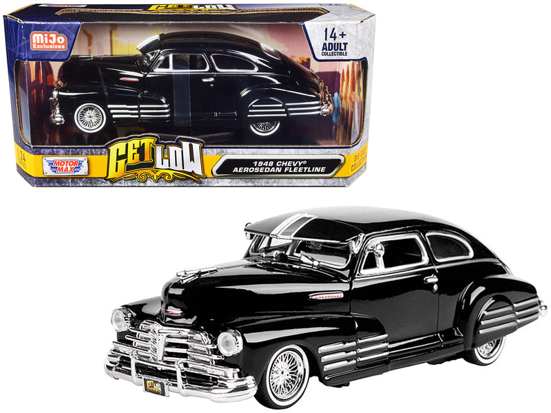 1948 Chevrolet Aerosedan Fleetside Lowrider Black Get Low Series 1/24 Diecast Model Car by Motormax