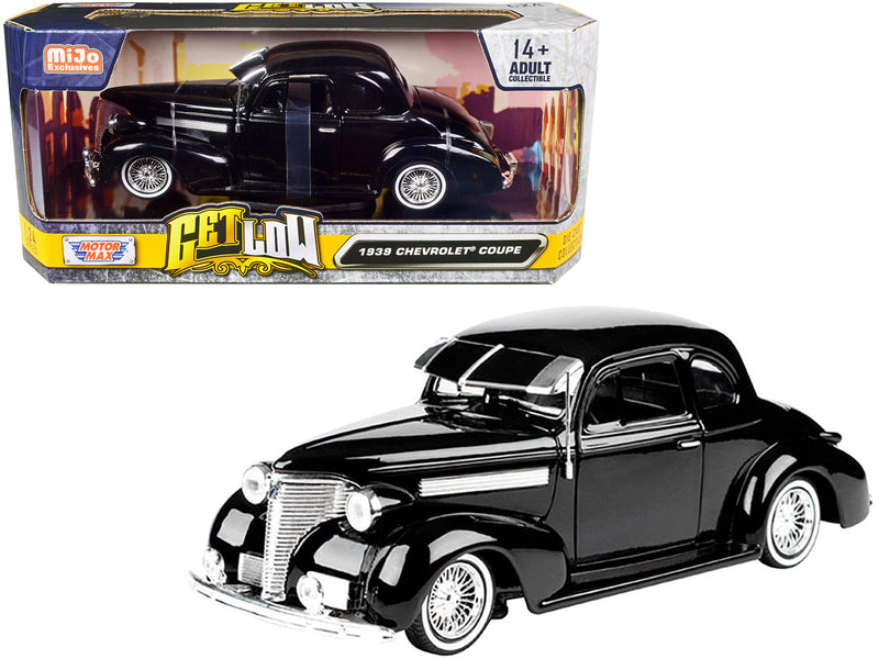 1939 Chevrolet Coupe Lowrider Black Get Low Series 1/24 Diecast Model Car by Motormax