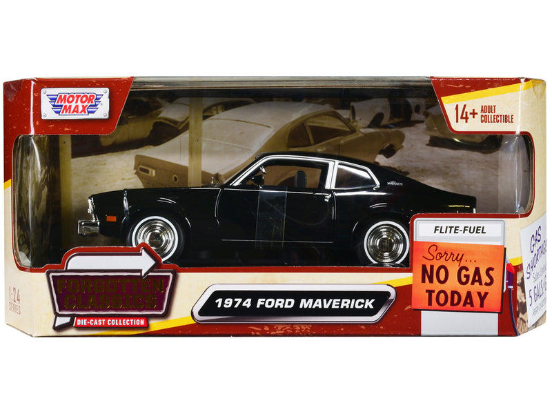 1974 Ford Maverick Black "Forgotten Classics" Series 1/24 Diecast Model Car by Motormax