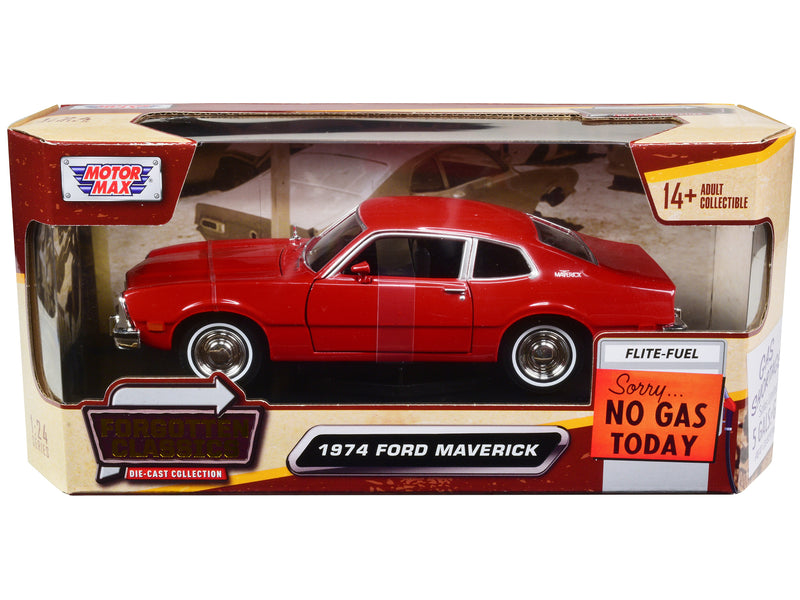 1974 Ford Maverick Red "Forgotten Classics" Series 1/24 Diecast Model Car by Motormax