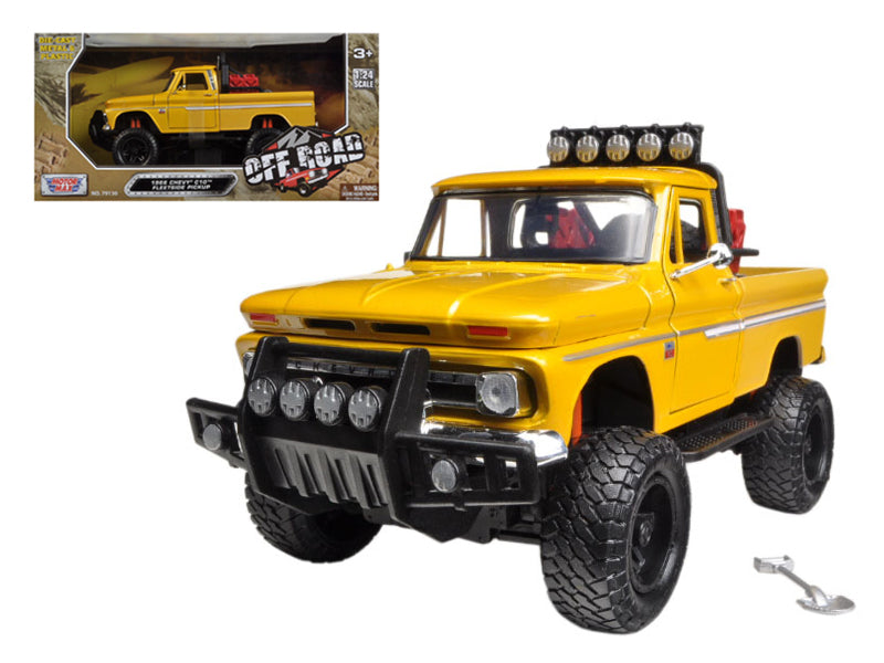 1966 Chevrolet C10 Fleetside Pickup Truck Off Road Yellow 1/24 Diecast Model by Motormax