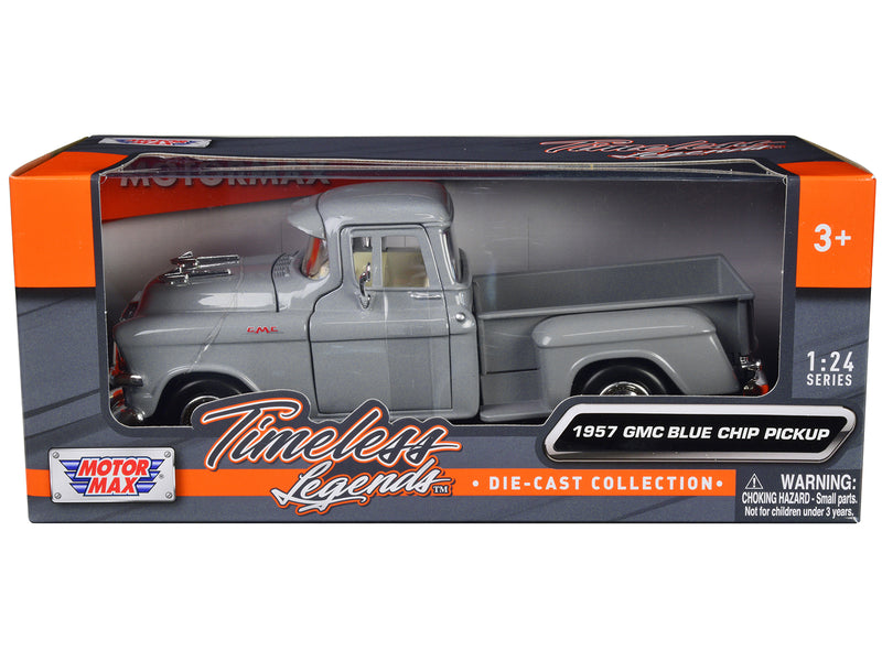 1957 GMC Blue Chip Pickup Truck Gray Timeless Legends Series 1/24 Diecast Model Car by Motormax