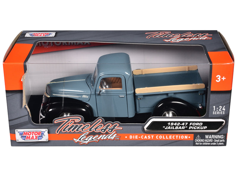 1942-47 Ford Jailbar Pickup Truck Blue and Black Timeless Legends Series 1/24 Diecast Model Car by Motormax