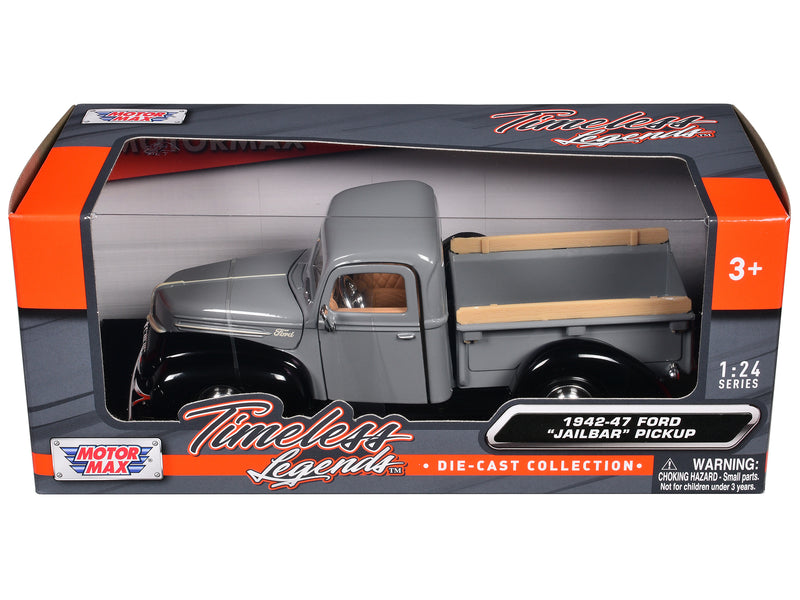 1942-47 Ford Jailbar Pickup Truck Gray and Black Timeless Legends Series 1/24 Diecast Model Car by Motormax