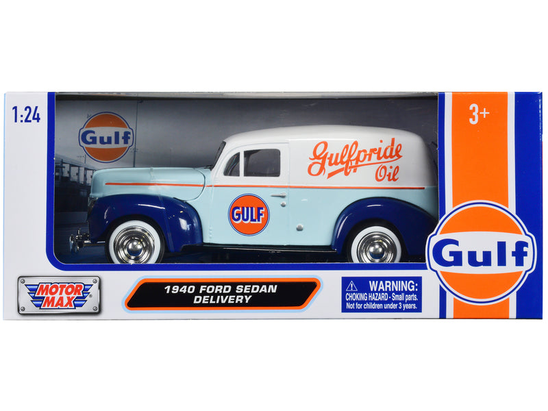 1940 Ford Sedan Delivery Light Blue and White Gulf Oil-Gulfpride Gulf Die-Cast Collection 1/24 Diecast Model Car by Motormax