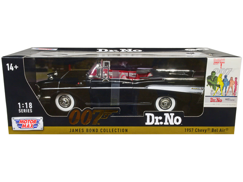 1957 Chevrolet Bel Air Convertible Black James Bond 007 Dr. No (1962) Movie 1/18 Diecast Model Car by Motormax