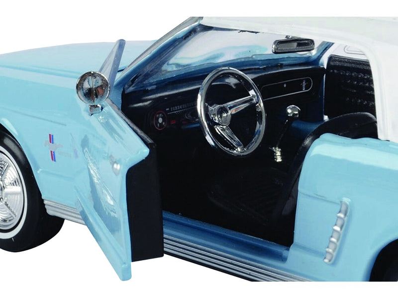 1964 1/2 Ford Mustang Light Blue with White Top James Bond 007 Thunderball (1965) Movie James Bond Collection Series 1/24 Diecast Model Car by Motormax