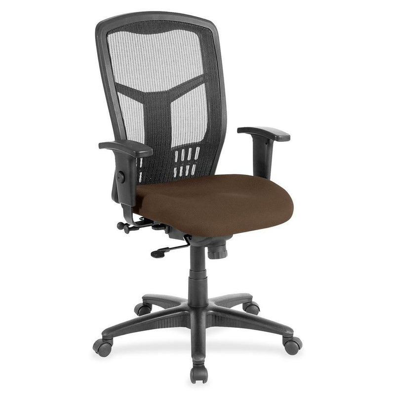 Lorell Executive Mesh High-back Swivel Chair - Canyon Mudslide Antimicrobial Vinyl Seat - Black Mesh Back - High Back - Armrest - 1 Each