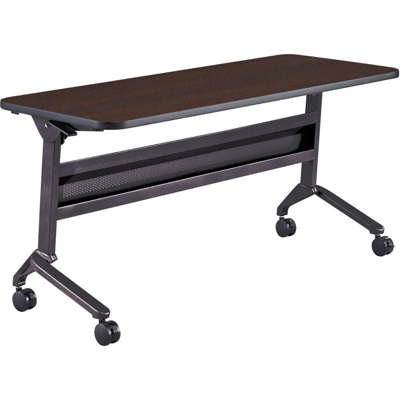 Safco Flip-N-Go Rectangular Training Table - Mocha Rectangle Top - Black Base - 150 lb Capacity - 60" Table Top Width x 24" Table Top Depth x 1.20" Table Top Thickness - 29" Height - Assembly Required