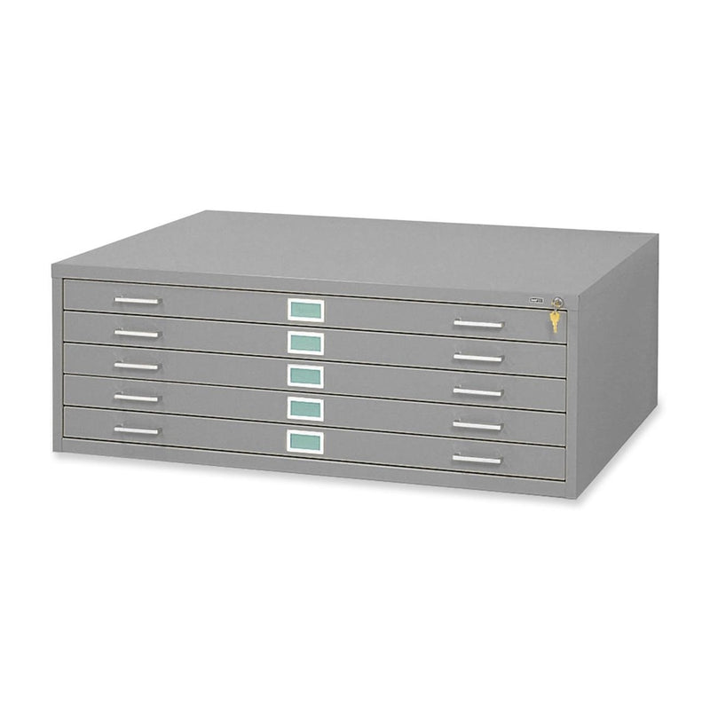 5 Drawers Steel Flat File & Base - 40.5  x 29.5  x 16.5  - 5 x Drawer(s) for File - Stackable - Gray - Powder Coated - Steel - Recycled