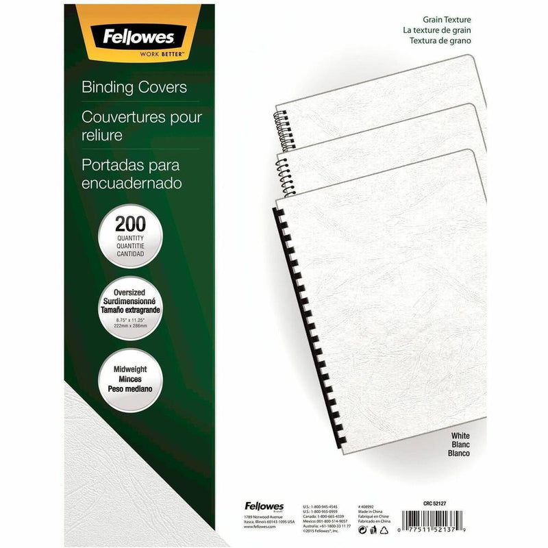 Fellowes Expressions Oversize Grain Presentation Covers - 11.3  Height x 8.8  Width x 0.1  Depth - For Letter 8 1/2  x 11  Sheet - Leather - 200 / Pack