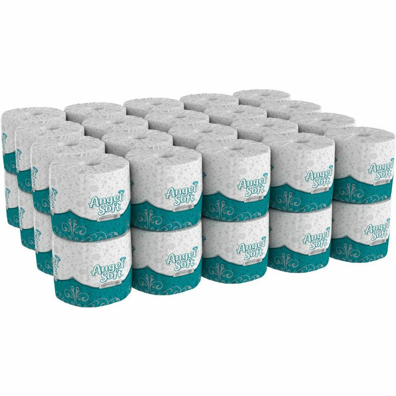 Angel Soft Professional Series Embossed Toilet Paper - 2 Ply - 4  x 4.05  - 450 Sheets/Roll - White - Fiber - Soft, Thick, Embossed, Septic Safe - For Food Service, Office Building - 40 / Carton