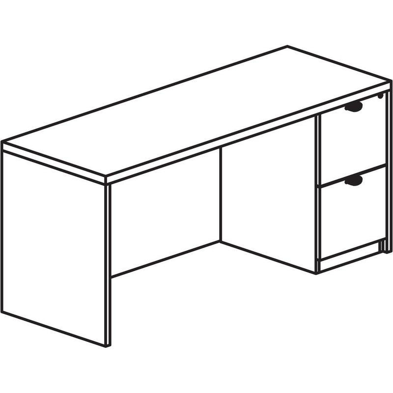 Lorell Prominence 2.0 Right-Pedestal Credenza - 72" x 24"29" , 1" Top, 0.1" Edge - 2 x File Drawer(s) - Single Pedestal on Right Side - Band Edge - Material: Particleboard - Finish: Thermofused Melami