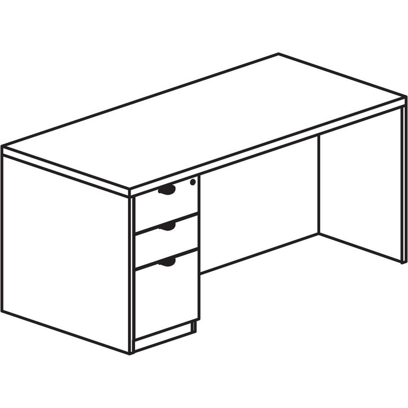 Lorell Prominence 2.0 Left-Pedestal Desk - 60" x 30"29" , 1" Top, 0.1" Edge - 3 x File, Box Drawer(s) - Single Pedestal on Left Side - Band Edge - Material: Particleboard - Finish: Thermofused Melamin