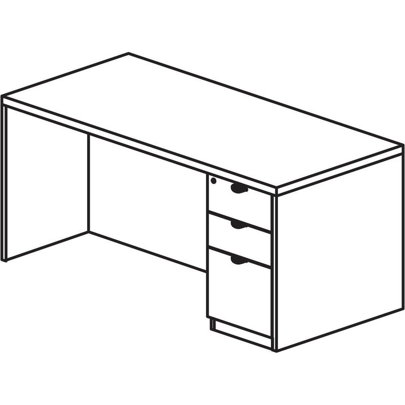 Lorell Prominence 2.0 Right-Pedestal Desk - 60" x 30"29" , 1" Top, 0.1" Edge - 3 x File, Box Drawer(s) - Single Pedestal on Right Side - Band Edge - Material: Particleboard - Finish: Thermofused Melam